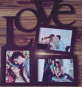 porta retrato love 3 fotos