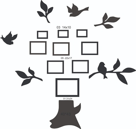 Porta Retrato de Parede Árvore da Vida p/ 9 Fotos - Mdf