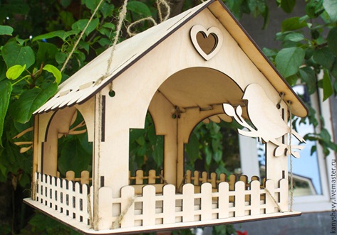 Casa Alimentador De Pássaros Em Mdf Cru