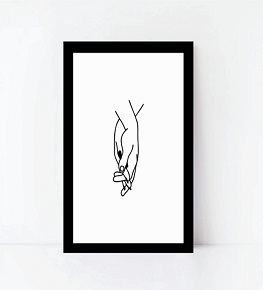 Quadro Decorativo Mãos Dadas Quarto Casal Sala - Mdf Branco