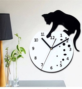 relogio de parede gato