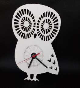Relógio de Parede Coruja em MDF Branco