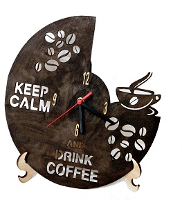 Relógio de Mesa / Parede - Café em MDF