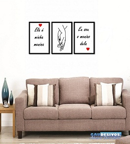 Quadro Decorativo Ela É Minha Menina Casal Quarto Mdf Branco