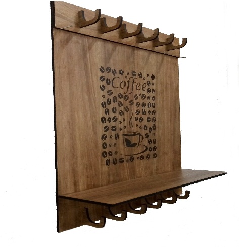 Prateleira Grãos De Café C/ Suporte Para 12 Xícaras 