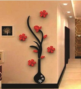 decoração de parede vaso flores
