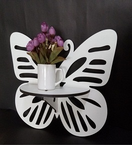 Prateleira / Enfeite Em Mdf Borboleta em MDF Branco