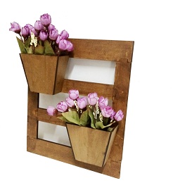 Quadro de Parede Porta Flores C/ 2 Cachepot em MDF 