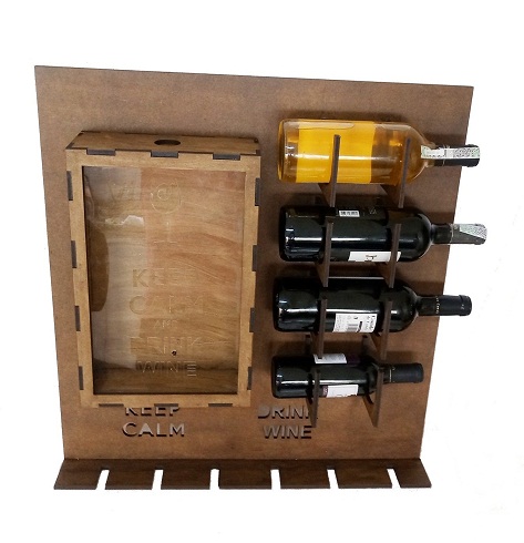 Prateleira P/ Vinho C/ Porta Rolhas Em Mdf