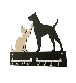 Porta Chaves Gatinho e Cachorro