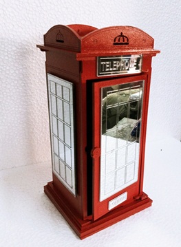 Porta Chá Cabine Telefônica Em Mdf + Acrílico Espelhado