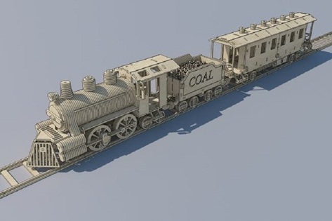 LOCOMOTIVA COM VAGÃO EM MDF