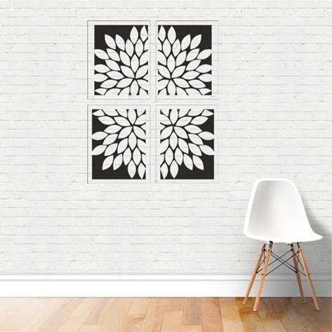 Quadro de Parede Facny Floral em MDF 4 Peças