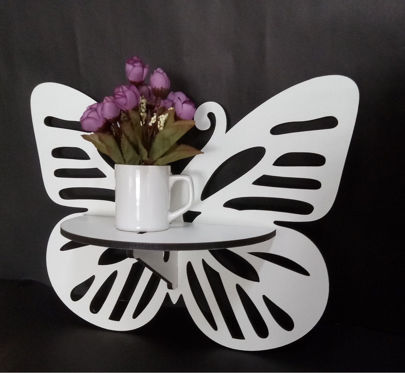 Prateleira / Enfeite Em Mdf Borboleta em MDF Branco