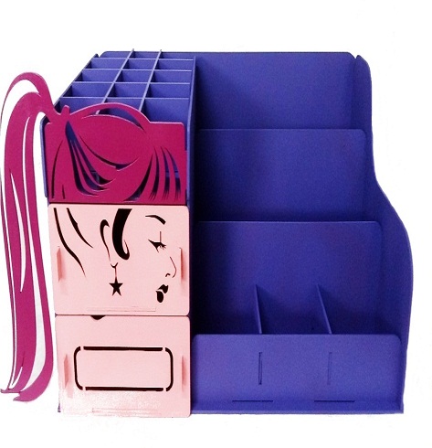 Porta MAQUIAGEM  Menina Em Mdf Pintado