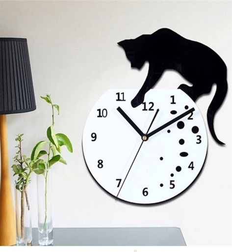 relogio de parede gato