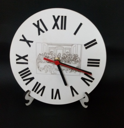 Relógio de Mesa Santa Ceia em MDF Branco