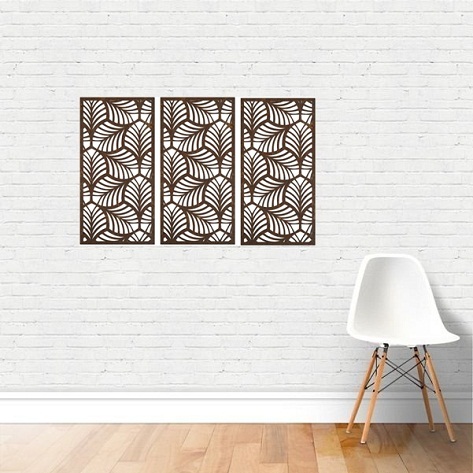 Trio Quadro Vazado Decorativo Em Mdf P79 - 45x21cm