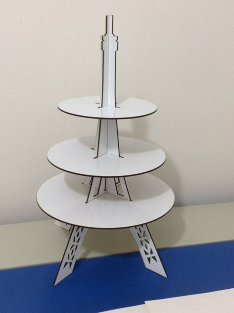 Suporte de cupcake de buffet de doces  Torre Eiffel  - Mdf Branco