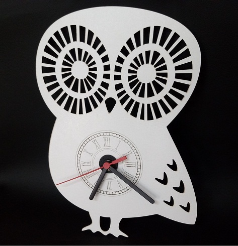 Relógio de Parede Coruja em MDF Branco