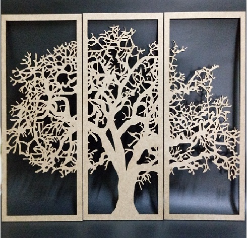 Trio Quadrinho De Parede Árvore Da Vida - Mdf Cru
