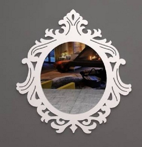 Espelho em Acrílico com Moldura Veneziana Em Mdf  58x46cm
