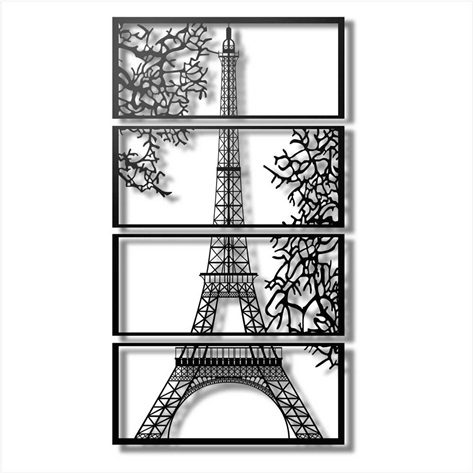 Conjunto de Quadro Torre Eiffel em MDF
