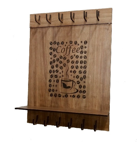 Prateleira Grãos De Café C/ Suporte Para 12 Xícaras 